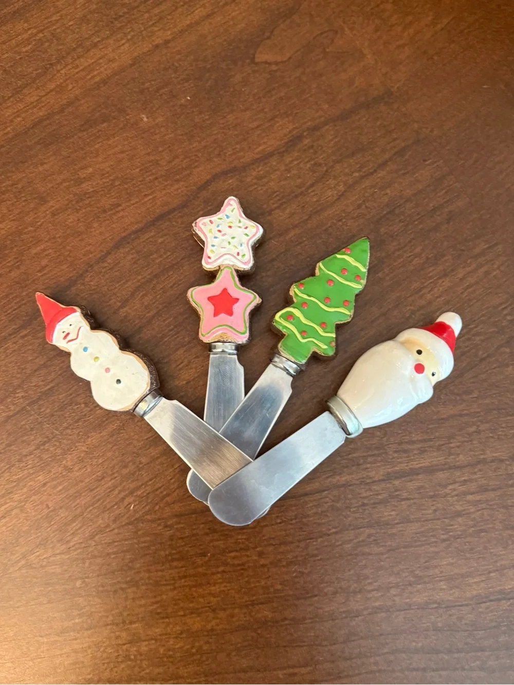 3 Boston Warehouse Stainless Steel Christmas Cheese Spreader and 1 Unmarked